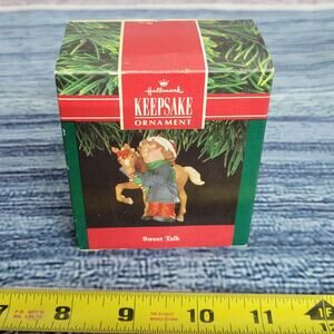 Vintage 1991 Hallmark (Sweet Talk) keepsake Christmas ornament girl w/ her horse